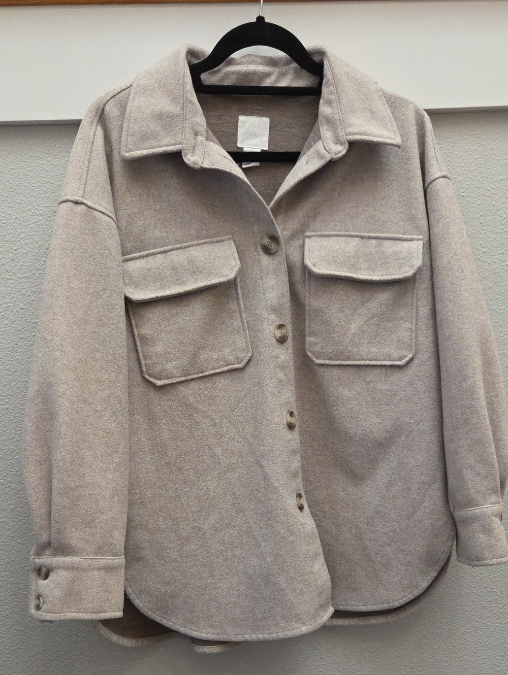 H&Medium Oversized Shirt Jacket Utility Jacket Beige Medium